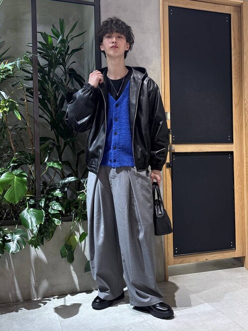 セール】Synthetic Leather Short Hood Blouson/シンセティックレザー