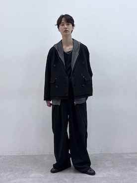 「RAGEBLUE（レイジブルー）のYULU NECK SHEER LONG TEE/ユルネックシアーロンＴ（Tシャツ/カットソー、ブラック系）」を使った、 koutaさん（メンズ・173cm）の秋コーディネート