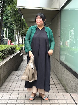 「collex（コレックス）のリネンタッチ透かし柄カーディガン（カーディガン/ボレロ）」を使った、Sacco.♡さん（レディース・162cm・20代）の夏コーディネート