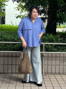 「collex（コレックス）の【WEB限定】ギャザーハンドルエコファートートバッグ（トートバッグ）」を使った、Sacco.♡さん（レディース・162cm）の秋コーディネート