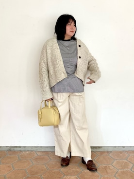 「collex（コレックス）のチャーム付き 2WAYキューブボストン（ボストンバッグ）」を使った、Sacco.♡さん（レディース・162cm）の秋コーディネート