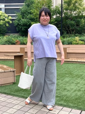 「collex（コレックス）の【接触冷感・UVカット】コンパクトクールフレンチスリーブチュニック（Tシャツ/カットソー）」を使った、Sacco.♡さん（レディース・162cm）の夏コーディネート