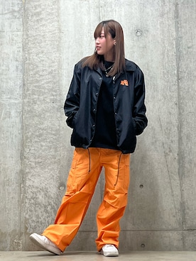 「AVIREX（アヴィレックス）のアイテム（ナイロンジャケット）」を使った、ハシモト　モカコさん（レディース・155cm）の冬コーディネート