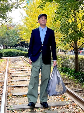 「アイテム（エコバッグ/サブバッグ）」を使った、TERRYさん（メンズ・178cm）の秋コーディネート