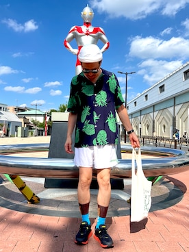 「アイテム（メガネ）」を使った、TERRYさん（メンズ・178cm）の夏コーディネート