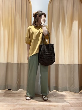 「Samansa Mos2 blue（サマンサモスモスブルー）のアイテム（トップス、オレンジ系）」を使った、merrieさん（レディース・163cm）の夏コーディネート