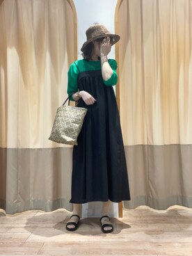 「Samansa Mos2 blue（サマンサモスモスブルー）のアイテム（帽子）」を使った、merrieさん（レディース・163cm）の春コーディネート