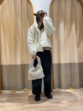 「冬」｜「アイテム（ノーカラージャケット）」を使った、merrieさん（レディース・163cm）の冬コーディネート