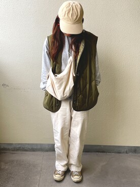 「Champion（チャンピオン）のアイテム」を使った、bombompuddingさん（骨格ウェーブ・レディース・154cm）の春コーディネート