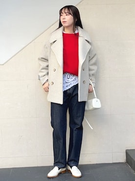 「SHIPS」｜「アイテム（スリッポン）」を使った、菊池さん（レディース・164cm）の冬コーディネート