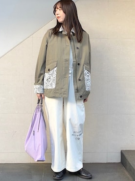 「SHIPS any（シップス エニィ）のSHIPS any:〈吸水速乾〉ラウンドヘム ロングスリーブ ワイド TEE（Tシャツ/カットソー、その他）」を使った、菊池さん（レディース・164cm）の春コーディネート