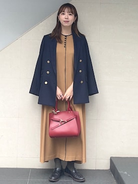 「SHIPS any（シップス エニィ）のSHIPS any:〈洗濯機可能〉アイビー ブレザー ダブル ジャケット（テーラードジャケット、ブルー系）」を使った、菊池さん（レディース・164cm）の夏コーディネート