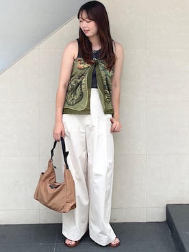 「IPANEMA（イパネマ）のアイテム（サンダル）」を使った、菊池さん（レディース・164cm）の夏コーディネート