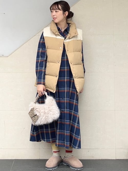 SHIPS any:〈洗濯機可能〉チェック Aライン フレア シャツ ワンピース