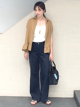 「IPANEMA（イパネマ）のアイテム（サンダル）」を使った、菊池さん（レディース・164cm）の夏コーディネート