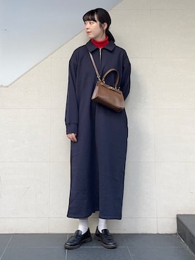 「裏起毛ワンピース」｜菊池さん（レディース・164cm）の秋コーディネート