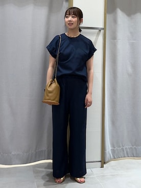 「巾着バッグ」｜「アイテム（セットアップ）」を使った、菊池さん（レディース・164cm）の春コーディネート