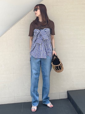 「シャツアレンジ」｜菊池さん（レディース・164cm）の夏コーディネート