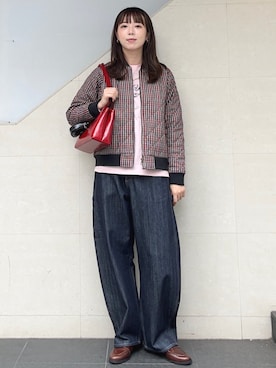 「monmimi（モンミミ）のアイテム」を使った、菊池さん（レディース・164cm）の秋コーディネート