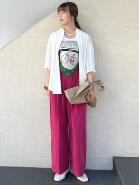 「PETIT BATEAU（プチバトー）のアイテム」を使った、菊池さん（レディース・164cm）の夏コーディネート