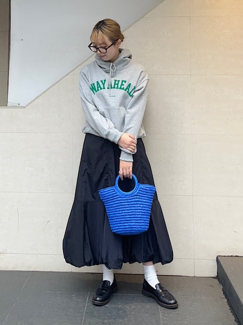 スカート SHIPS any:「洗濯機可能」エンボス ナイロン バルーン ロング  