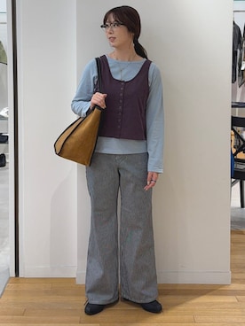 「Lee（リー）のアイテム（パンツ）」を使った、菊池さん（レディース・164cm）の夏コーディネート