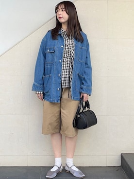 「EBLOUNA（エブローナ）の【SHIPS any別注】eblouna: スクエア スリングバック パンプス（パンプス、グレー系）」を使った、菊池さん（レディース・164cm）の春コーディネート