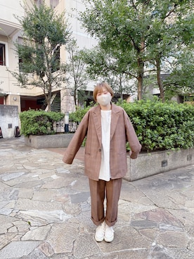 「niko and...（ニコアンド）のアイテム（シャツ/ブラウス、ホワイト系）」を使った、𝐾𝑎𝑛𝑎𝑚𝑖さん（レディース・158cm）の秋コーディネート