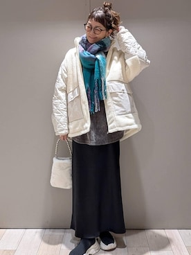 「アイテム（ファッション雑貨、パープル系）」を使った、310lepsim75さん（レディース・163cm）の冬コーディネート