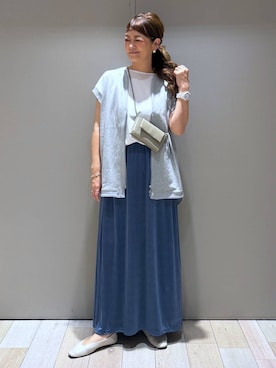 「LEPSIM（レプシィム）のカジュアルZIPベストチュニック　1054972（ベスト、グレー系）」を使った、310lepsim75さん（レディース・163cm）の夏コーディネート