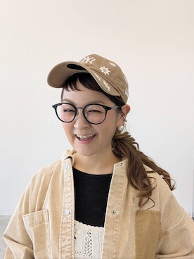 「LEPSIM（レプシィム）の《ゆきは企画》【NEW ERA】フラワー刺繍キャップ　661009（キャップ、ベージュ系）」を使った、310lepsim75さん（レディース・163cm）の春コーディネート