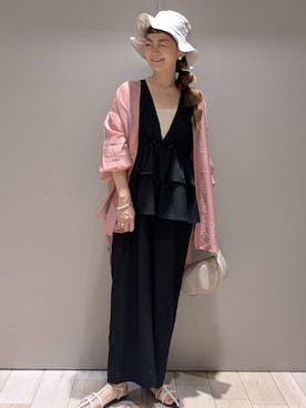 「アイテム（つなぎ/オールインワン、ブラック系）」を使った、310lepsim75さん（レディース・163cm）の夏コーディネート