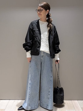 「LEPSIM（レプシィム）のイージーバギーデニム　290477（デニムパンツ）」を使った、310lepsim75さん（レディース・163cm）の春コーディネート