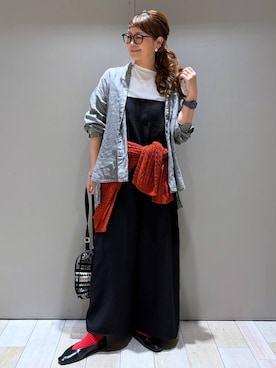 「LEPSIM（レプシィム）の《リネンライクドライシリーズ》キャミサロペット　637687（サロペット/オーバーオール、ブラック系）」を使った、310lepsim75さん（レディース・163cm）の春コーディネート