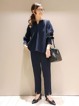 「LEPSIM（レプシィム）のフェイクレザーセンターステッチバッグ　990316（ショルダーバッグ）」を使った、310lepsim75さん（レディース・163cm）の冬コーディネート