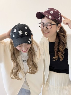 「LEPSIM（レプシィム）の《ゆきは企画》【NEW ERA】フラワー刺繍キャップ　661009（キャップ、レッド系）」を使った、310lepsim75さん（レディース・163cm）の春コーディネート