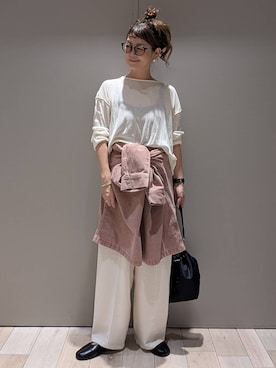 「LEPSIM（レプシィム）のアウトリンキングシアープルオーバー　582453（Tシャツ/カットソー）」を使った、310lepsim75さん（レディース・163cm）の秋コーディネート