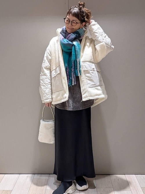 ストレッチサテンスカート4 97324