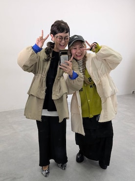 「LEPSIM（レプシィム）のストレッチサテンスカート　497324（スカート）」を使った、310lepsim75さん（レディース・163cm）の秋コーディネート