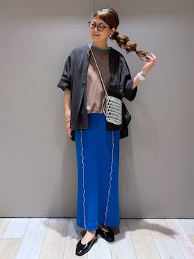 「LEPSIM（レプシィム）の【産前・産後対応】マタニティ／配色メローカットスカート　634395（マタニティウェア/グッズ、ブルー系）」を使った、310lepsim75さん（レディース・163cm）の春コーディネート