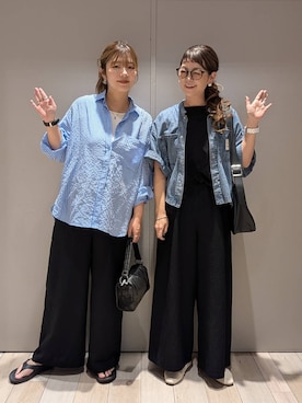 「LEPSIM（レプシィム）の《リネンライクドライシリーズ》ギャザーワイドストレートパンツ　290478（その他パンツ）」を使った、310lepsim75さん（レディース・163cm・40代）の夏コーディネート