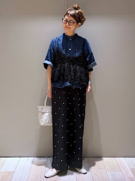 「LEPSIM（レプシィム）のソフトクッションパンプス　638849（パンプス、ホワイト系）」を使った、310lepsim75さん（レディース・163cm）の夏コーディネート
