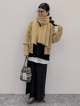 「LEPSIM（レプシィム）のストレッチサテンスカート　497324（スカート）」を使った、310lepsim75さん（レディース・163cm）の秋コーディネート