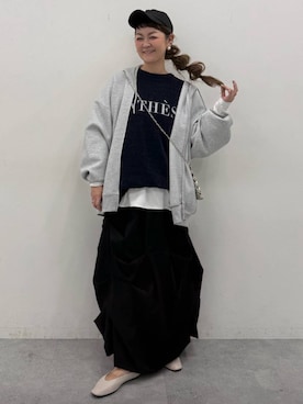 「LEPSIM（レプシィム）のランダムタックバルーンスカート　1061806（スカート、ブラック系）」を使った、310lepsim75さん（レディース・163cm）の秋コーディネート