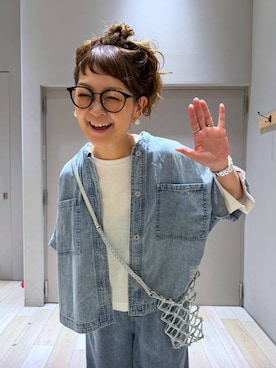 「LEPSIM（レプシィム）のイージーデニムパンツ　630150（デニムパンツ、ブルー系）」を使った、310lepsim75さん（レディース・163cm）の夏コーディネート