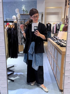 「LEPSIM（レプシィム）の《リネンライクドライシリーズ》キャミサロペット　637687（サロペット/オーバーオール、ブラック系）」を使った、310lepsim75さん（レディース・163cm）の春コーディネート