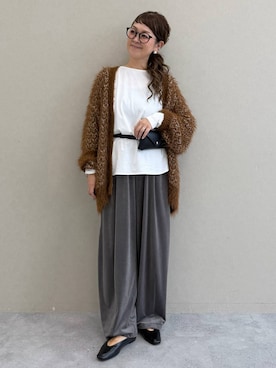 「LEPSIM（レプシィム）のマシュマロベロアバレルパンツ　1066516（その他パンツ、グレー系）」を使った、310lepsim75さん（レディース・163cm）の秋コーディネート