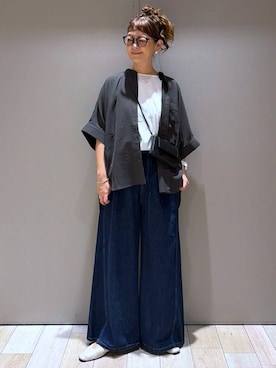 「LEPSIM（レプシィム）のボックスタックノースリーブ　242849（Tシャツ/カットソー、ホワイト系）」を使った、310lepsim75さん（レディース・163cm）の夏コーディネート