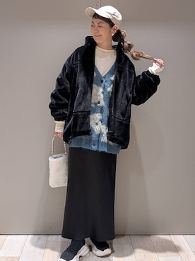 「LEPSIM（レプシィム）のストレッチサテンスカート　497324（スカート）」を使った、310lepsim75さん（レディース・163cm）の秋コーディネート