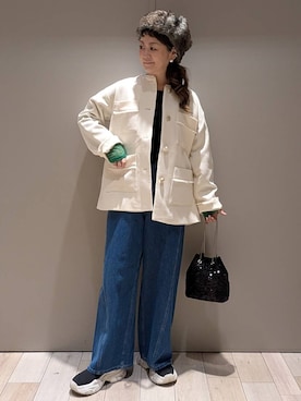 「LEPSIM（レプシィム）の【入卒式／セレモニー】ツィードオーバージャケット　599894（ノーカラージャケット）」を使った、310lepsim75さん（レディース・163cm）の冬コーディネート